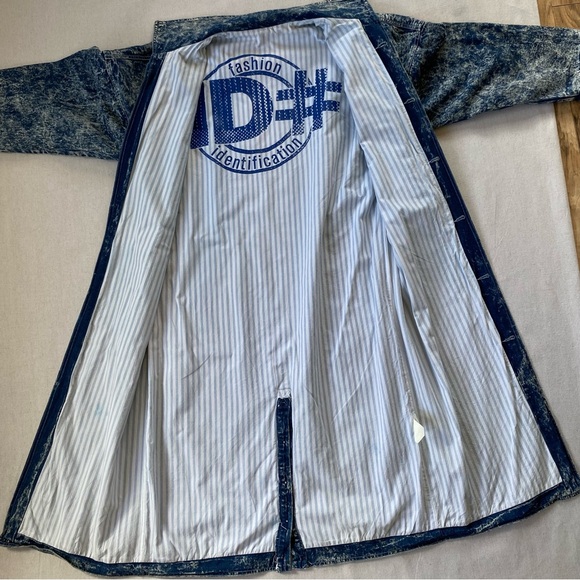 Vintage ID# Official Identification Denim Acid Wash Trench Coat Size 3 Unisex - Picture 16 of 16